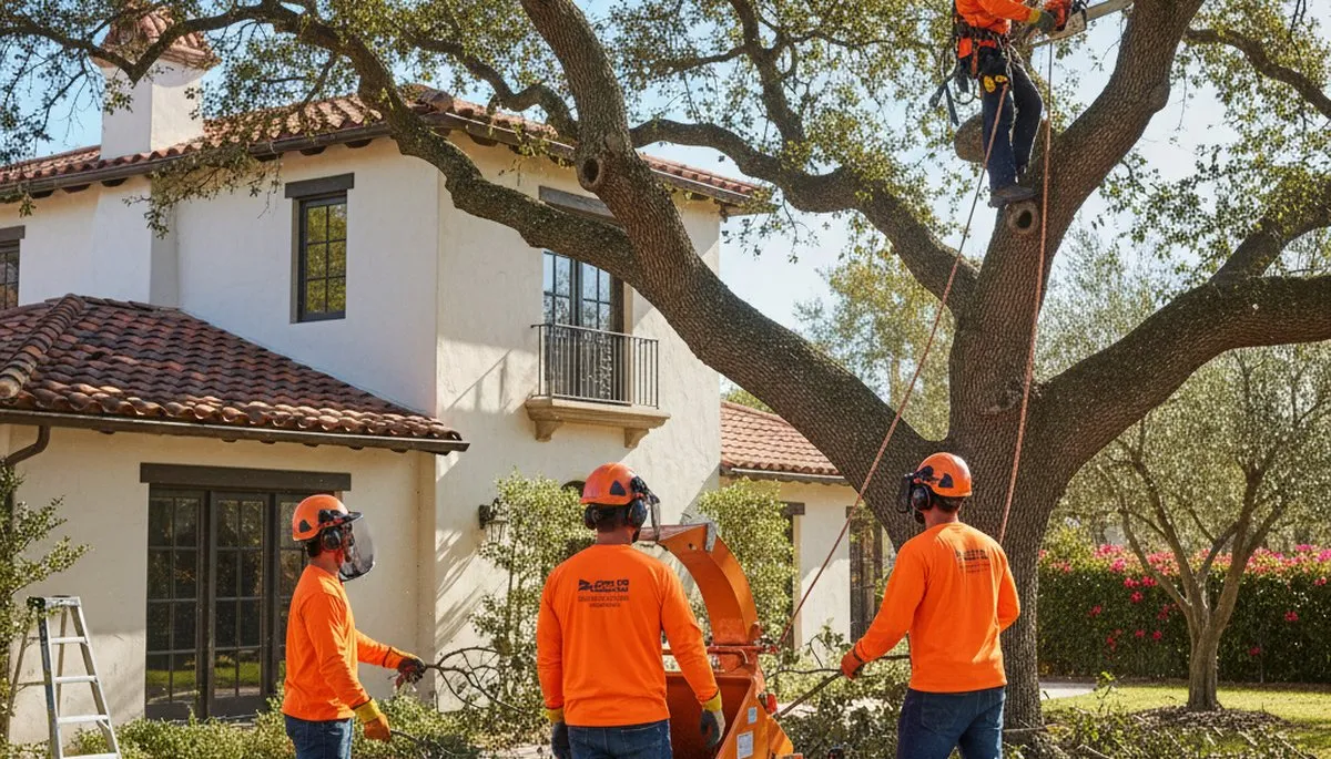 Tree service crew in Bradenton, FL performing professional tree care for a local property