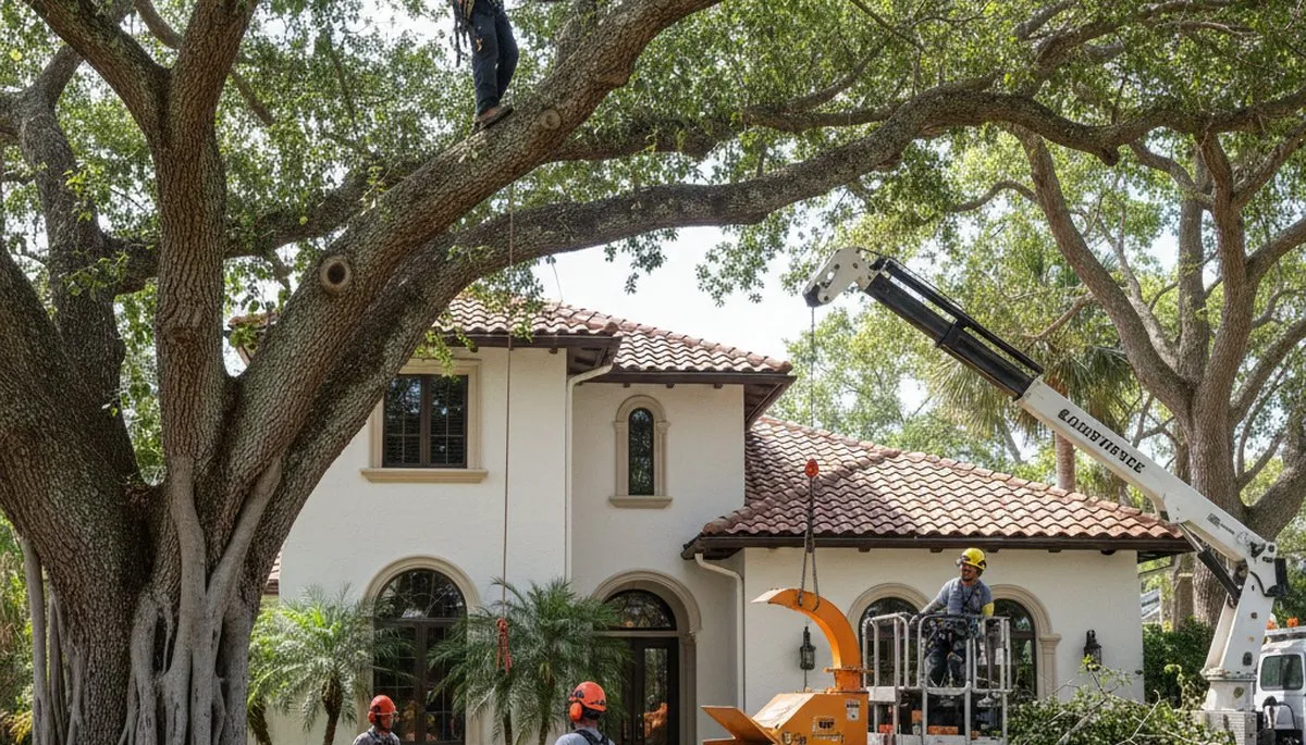 Bradenton, FL tree service crew providing professional tree trimming and removal for local properties